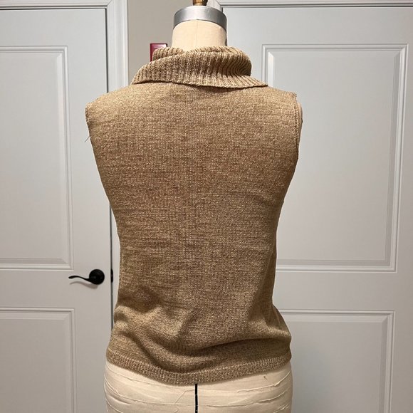 Tan Turtleneck Sleeveless Knit, Small - Picture 2 of 5